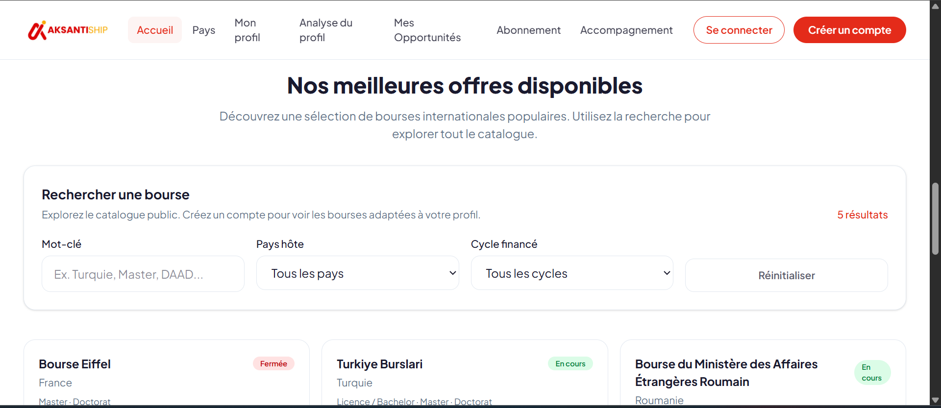 Aksantiship, Scholarship platform