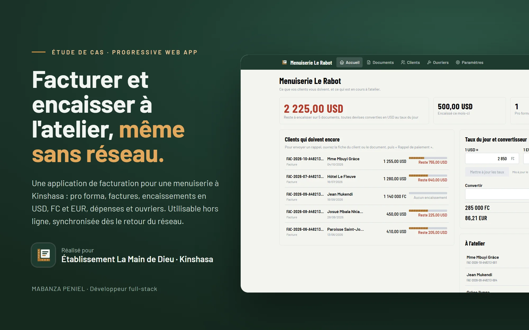 Atelier Factures, Offline workshop invoicing, 1 of 5